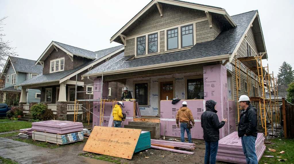 Exterior wall renovation improving home energy efficiency